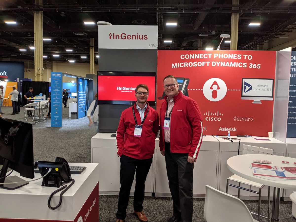 InGeniusSW's tweet photo. The last hub day of #MSInspire is in full swing! Come say hi to our team in booth #506 and see how our CTI integration for Microsoft Dynamics 365 saves users 1 minute per call. https://t.co/7PklmghD8g