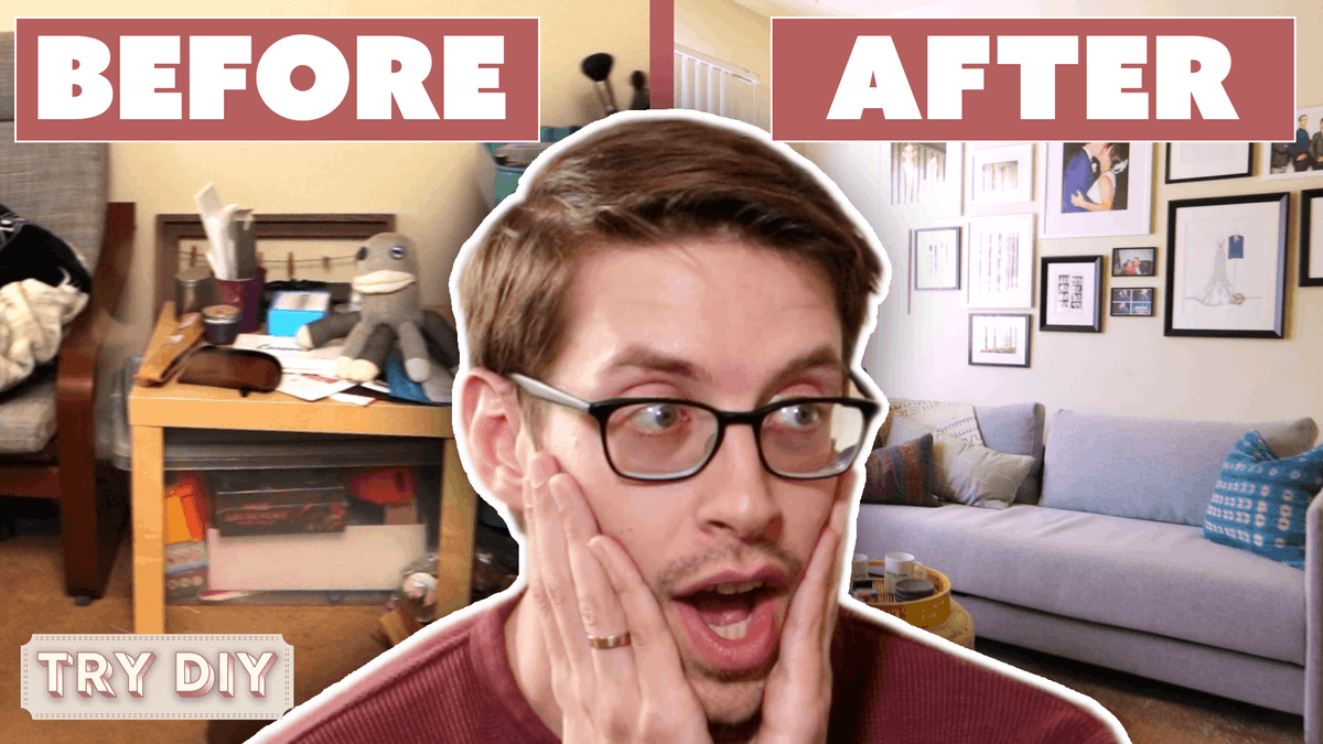 tryguys's tweet photo. It's finally here! In the first episode of #TryDIY watch Ned & Ariel help Keith & Becky tackle their "shame" room! Can they fix it?!๐ท๐ทโโ๏ธโ๏ธ https://t.co/XGAc374JsU https://t.co/avaHozzI0n