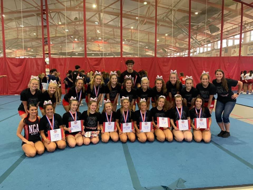 GrantCheer's tweet photo. That’s a wrap for Carthage Camp!!   👏🏽👏🏽 Varsity is walking away with tons of skills, a stronger bond, and some great memories!  🎀 Thank you to all of the NCA instructors @NCAupdates who helped us achieve our goals! ❤️  

#WeAreGrantVarsity 
#UnityDiligenceHonor https://t.co/HBX2dITUaB