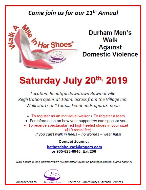 BethesdaHouseON's tweet photo. MEN!!! Are you signed up to participate in our annual walk? Grab a friend, sign up a team. We challenge YOU to come and help us raise awareness of violence against women. Red shoes are optional!

#walkamile2019 #endvaw #loveshouldnthurt #redshoes #wam2019 #community #support https://t.co/P0Zi8zMeht