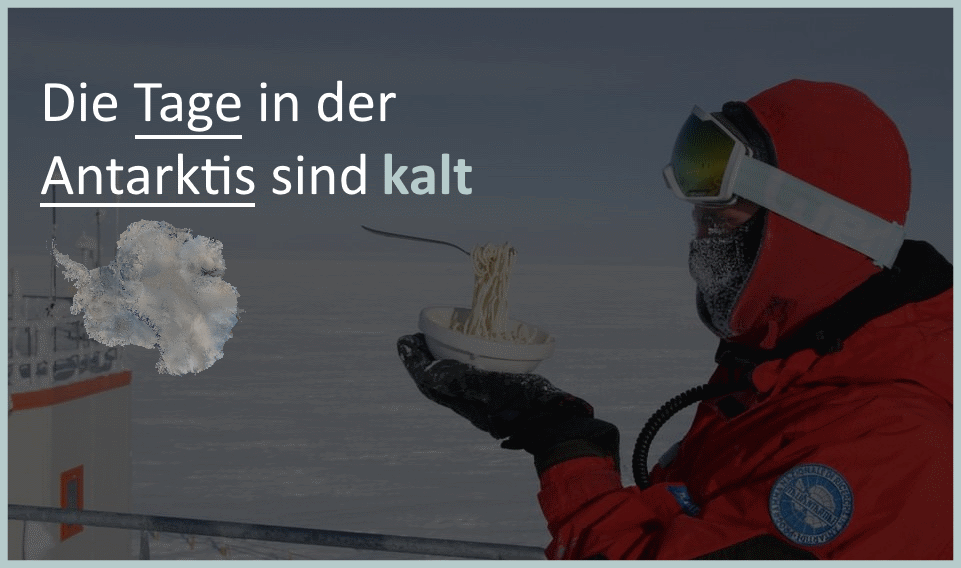 EichendorffVRSC's tweet photo. 【 kalt { kälter ; kältest_ } 】

> Wenn es 「 kalt 」 ist, sind die Temperaturen sehr niedrig.
< Die Tage in der Antarktis sind 「 kalt 」.

#Deutsch #kalt #Antarktis #Eichendorff_VRSC https://t.co/3X3qhnmtX2
