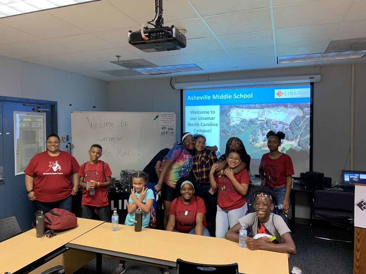 RaleySocStudies's tweet photo. @LinamarCorp welcomed 8th grade #MSM19 students. We learned about products, partnerships, education, and employment opportunities. Students got to see cutting edge production techniques and learn what it takes to start a career in our area. #CougarprideAvl #theACSway #Magic19 https://t.co/dkSjGf8BGu