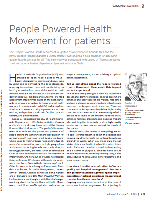 ehealthmgmt's tweet photo. The People Powered #HealthMovement is ignited by Accreditation Canada #AC and the newly created Health Standards Organization #HSO and has a bold ambition of achieving quality #health services for all! Find out more by @Leslee_Thompson: https://t.co/92mD2wCXvK https://t.co/hCHODQ7jyt