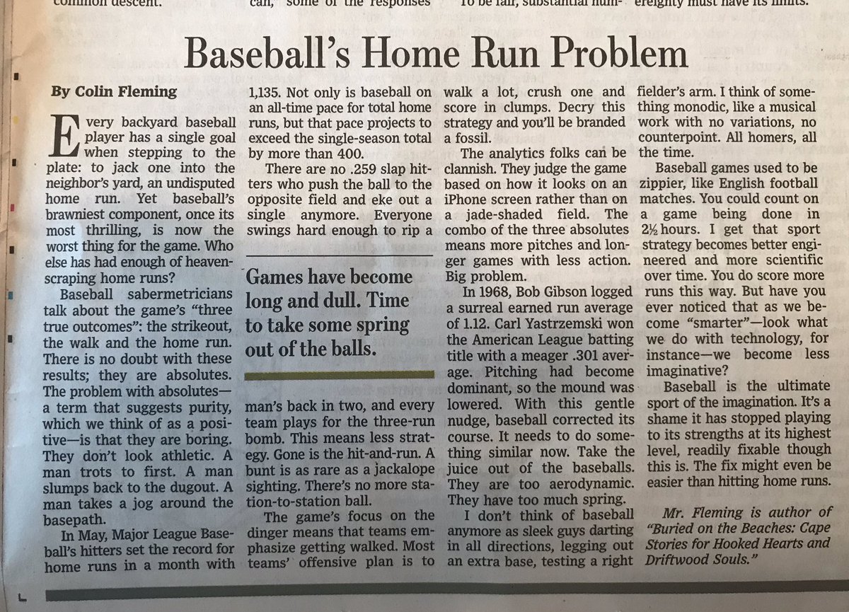 yamboradio's tweet photo. I love home runs as much as the next fan, but this writer in today’s Wall Street Journal #WSJ may be on to something. https://t.co/eOyaeJJVCx