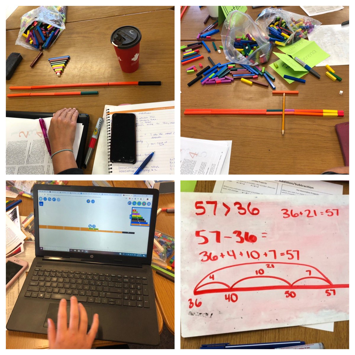 MrsHughes13's tweet photo. @tvdsb/@ASPIRE_AQ teachers working on showing how much greater 57 is than 36 using multiple representations. #cra #math #mathpart1 #summeraq https://t.co/wvR9FHGSUg