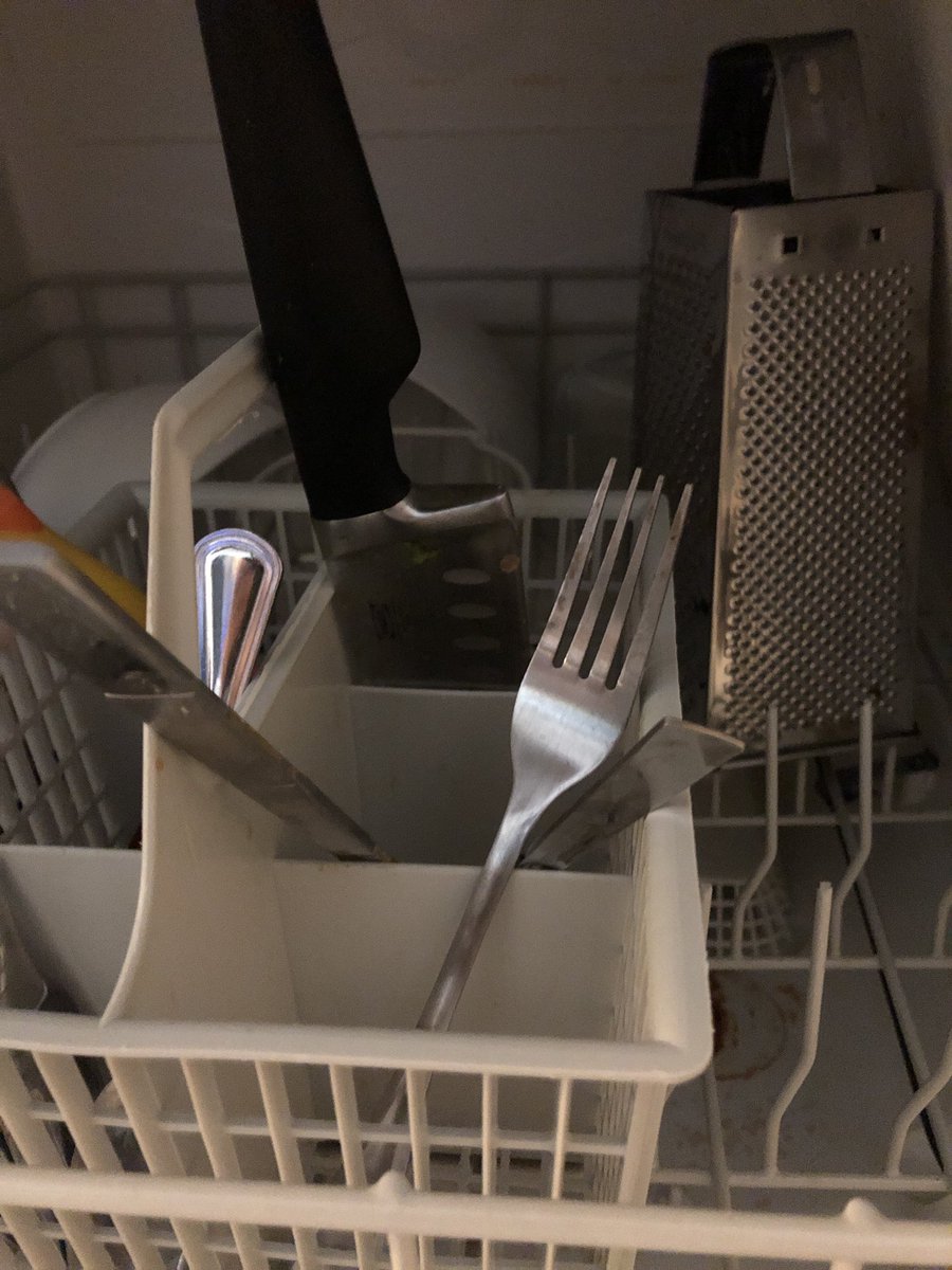 Please help my wife and I settle a debate. Do you put your forks in the dishwasher right side up or upside down?! I’ll wait till later to tell you which side I’m on.