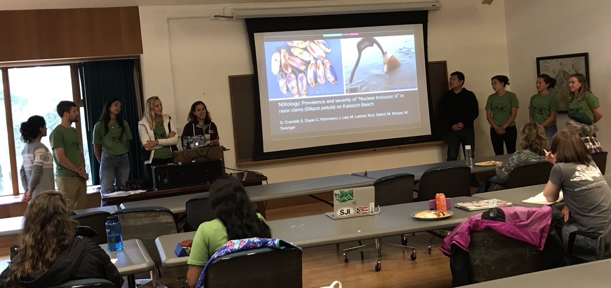 Terrific #EIMD2019 research presentations @MarineBiol_FHL! You all packed in a range of projects, from razor clam NIX to #eelgrass and #Labyrinthula gene expression. Watch out, here come some talented #disease ecologists!