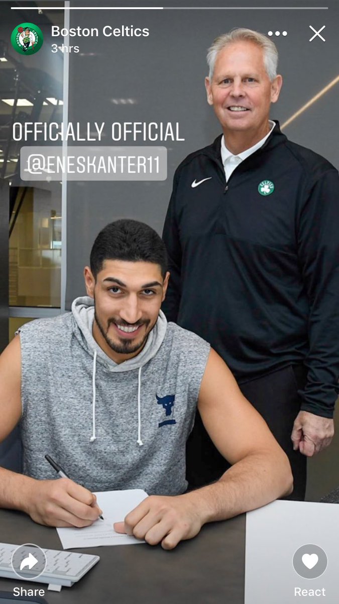 kyle_hatfield44's tweet photo. Wonder what @TheRock thinks about @EnesKanter signing attire!? #celtics#realnumber11 https://t.co/bhLer2ydkQ
