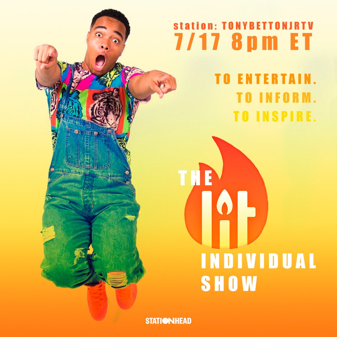 STATIONHEAD's tweet photo. TONYBETTONJRTV is ON tonight at 8pm ET for 'The Lit Individual Show’. This show is dedicated to highlighting lit individuals! With news, entertainment, music &amp; guests, Tonys goal is to entertain, informalities &amp; inspire!! By @TonyBettonJrTV &amp; @TheRepZone Company 🔥 #stationhead https://t.co/soDrpI6VgL
