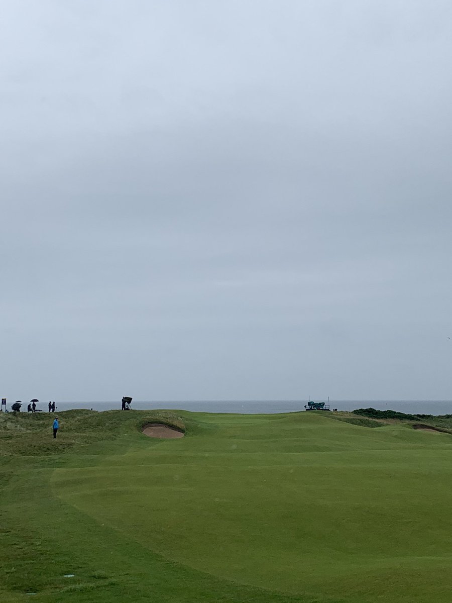 Par 4 5th at Portrush. It was wild and windy today for the last practice round. 15/20mph wind helping. Many  taking dead aim and going with driver. Interesting to see if that’s the play come the tournament days! #TheOpen #Portrush