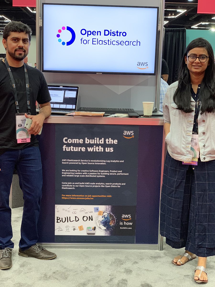 nehabhardwaj89's tweet image. We are here #OSCON2019 and we are hiring.
If you are interested in career opportunities with #AWS or eager to know how #AWSElasticSearch is revolutionizing Log Analytics and Search Powered by Open Source Innovation, please stop by our booth. #KeepingOpenSourceOpen