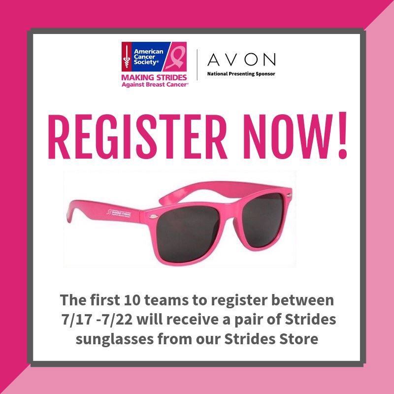 The sun is out and it's time to sign up for Making Strides! ☀️ The first 10 teams to register for #MemphisStrides between today and Monday, 7/22 will receive a pair of Strides sunnies! 😎 
Sign up NOW at MakingStridesWalk.org/MemphisTN! 

#memphisstrides #fightingbreastcancer #emojiday