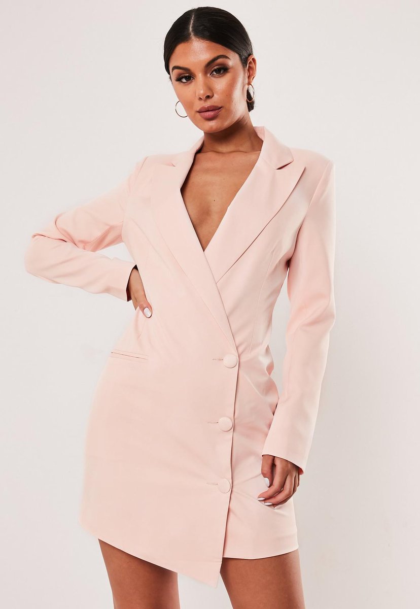 missguided pink blazer dress