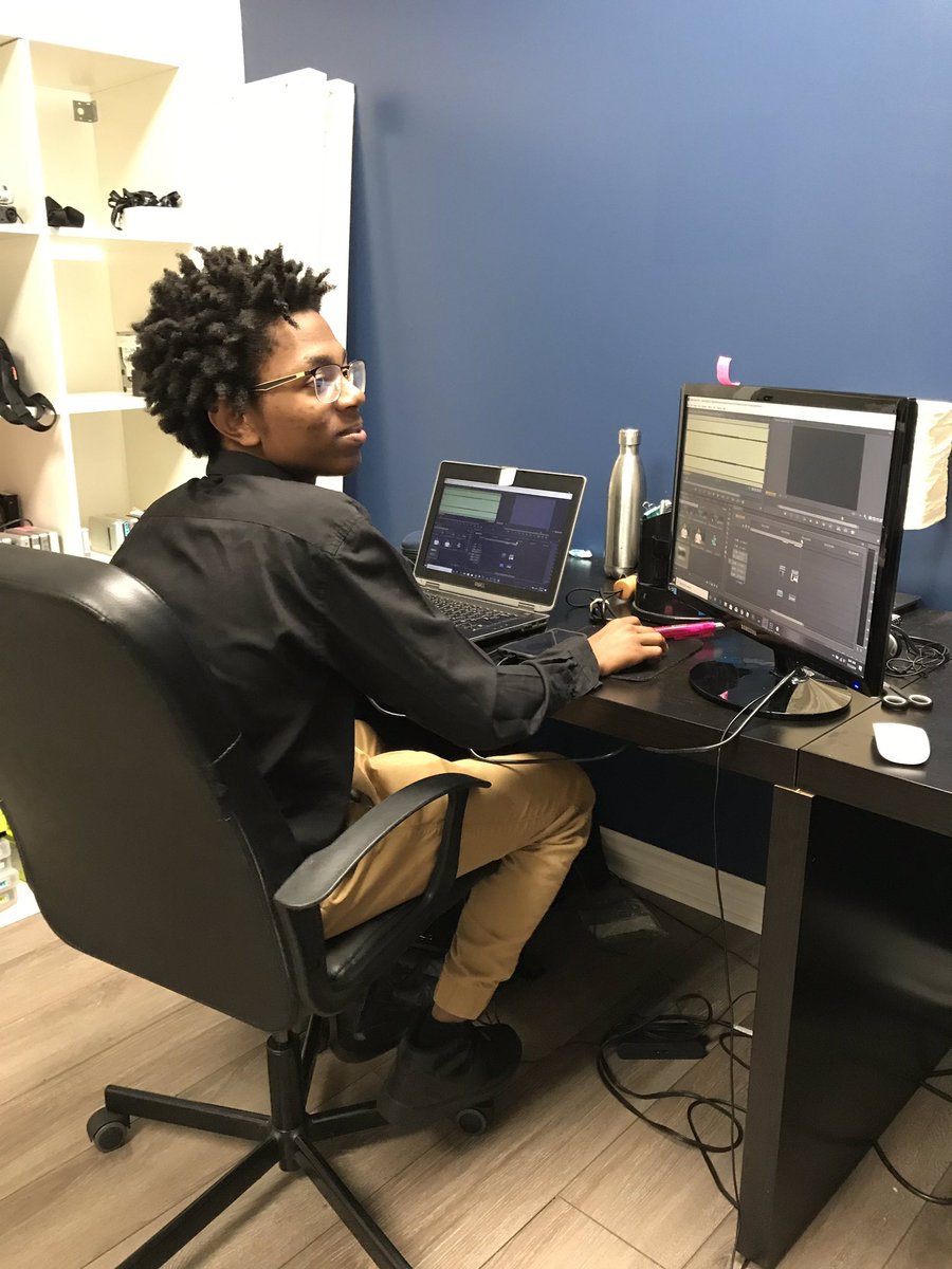 Editing videos and creating captions for IG is a typical day for Nigel. <a href="/peelsummercoop/">Peel Summer Coop</a> #summercoop #coopstartshere #ictshsm