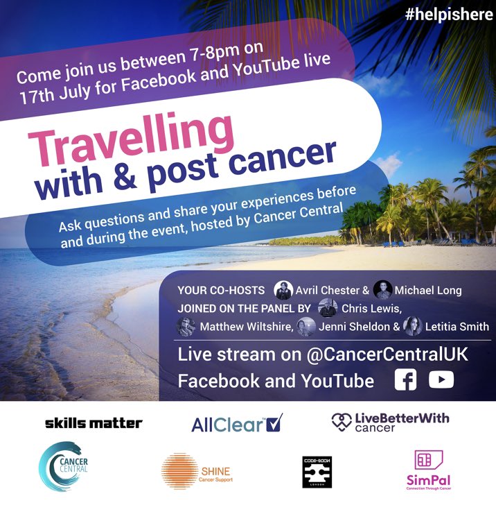michaelslong's tweet photo. What a great panel to be part of. Video to come shortly in case you missed the live show. #helpishere @CancerCentralUK @BowelBloke @christheeagle1 @MeMyselfAndAve @Travel2recovery @AllClearTravel https://t.co/jLay02keHg