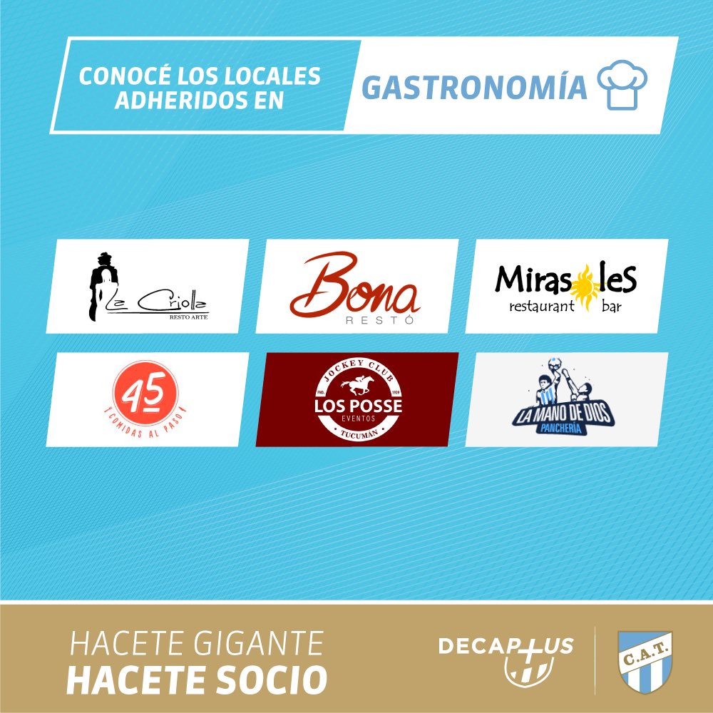 ATOficial's tweet photo. #Decaplus 💳
Asociándote al Deca, accedes al programa de beneficios comerciales exclusivo para socios del Gigante del Norte.
Conseguí descuentos y promociones en más de 100 comercios adheridos en todo el país presentando tu carnet.
>> Más info en https://t.co/DYOaunDPyT https://t.co/xS8WJ88JTZ