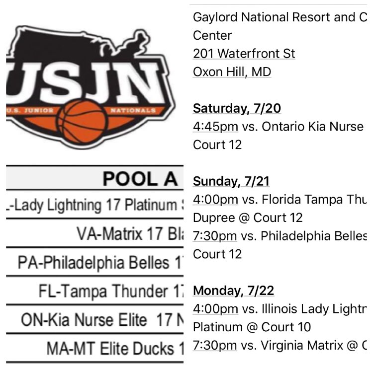 MTEliteDucks's tweet photo. College Coaches take notice!
MT Elite Ducks Onyxβs schedule for the upcoming @USJN Showcase in DC! Onyx is playing the highest level in Pool A! Very excited for the competition & will be worth your time to watch!
#MTEDFamily #MoreThanBasketball #MakeTheExtraPass #TalkOnDefense https://t.co/RsqVebaxjf