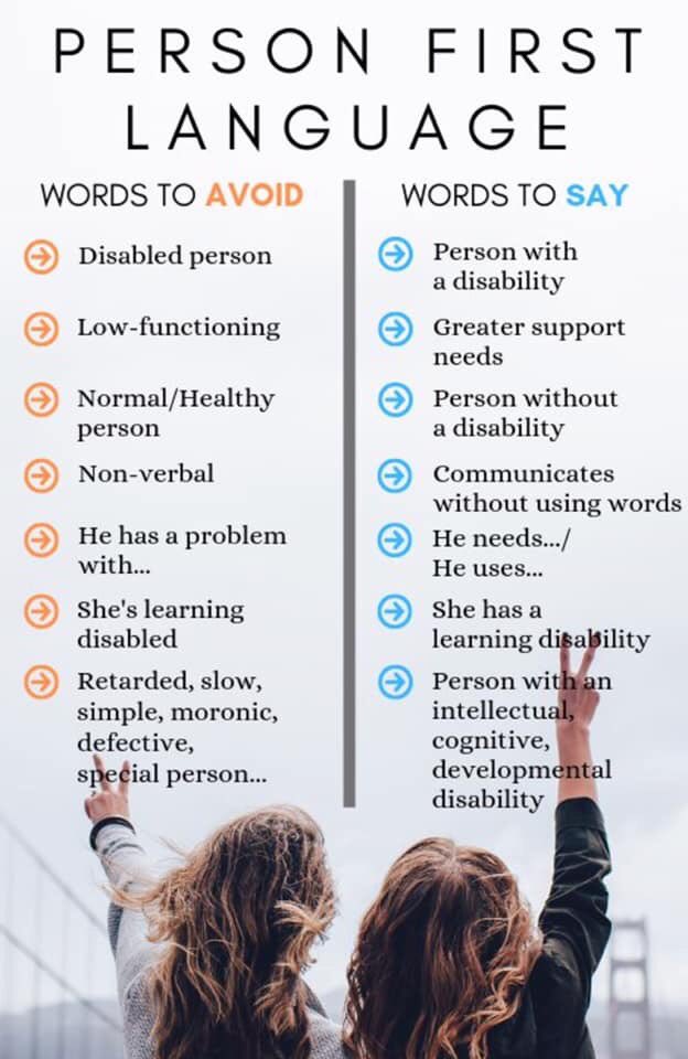 KlostermanLando's tweet photo. How can you use person first language today and spread it’s use for others to use? https://t.co/5EKUqS3dRn