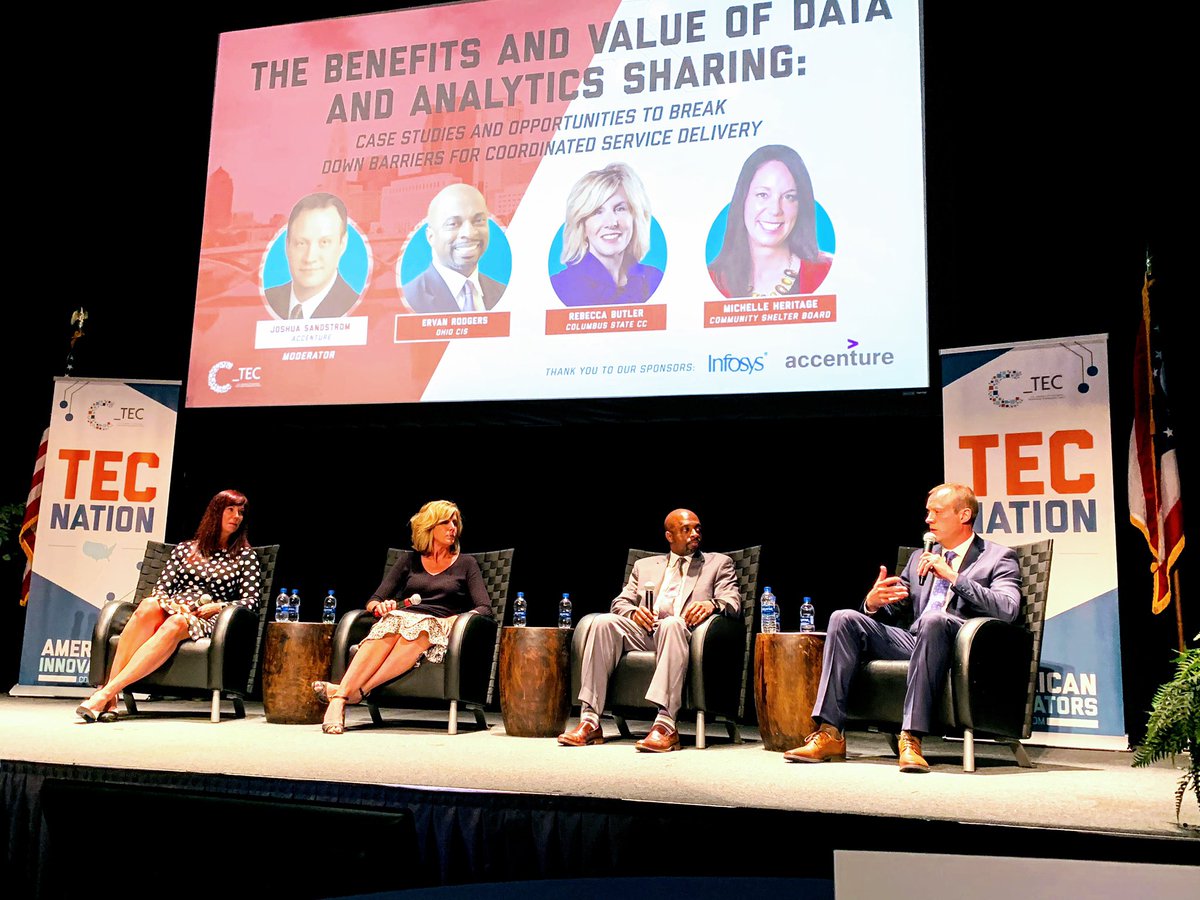 JoshSandstrom's tweet photo. Inspirational panel of #Columbus leaders discussing data sharing for good at the @USChamber @techinnovation event.  Thank you Ervan Rodgers, Rebecca Butler and Michelle Heritage for sharing your insights and vision!
#c_tec @CommShelterBd @cscc_edu #HigherEducation https://t.co/fJuKYlbp3I