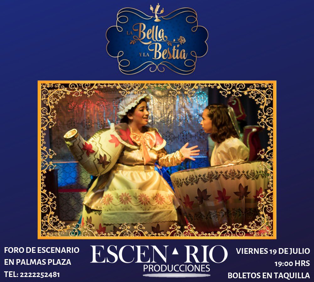 ¡Ya estamos cerca de estrenar! ¡Ya es este viernes!
¿Ya tienen sus boletos para esta gran puesta en escena? 
Viernes 19 de julio a las 19 horas.
Escenario en Palmas Plaza, Puebla.

#BellayBestia #Obra #Teatro #Arte #Musical #ComediaMusical #Puebla