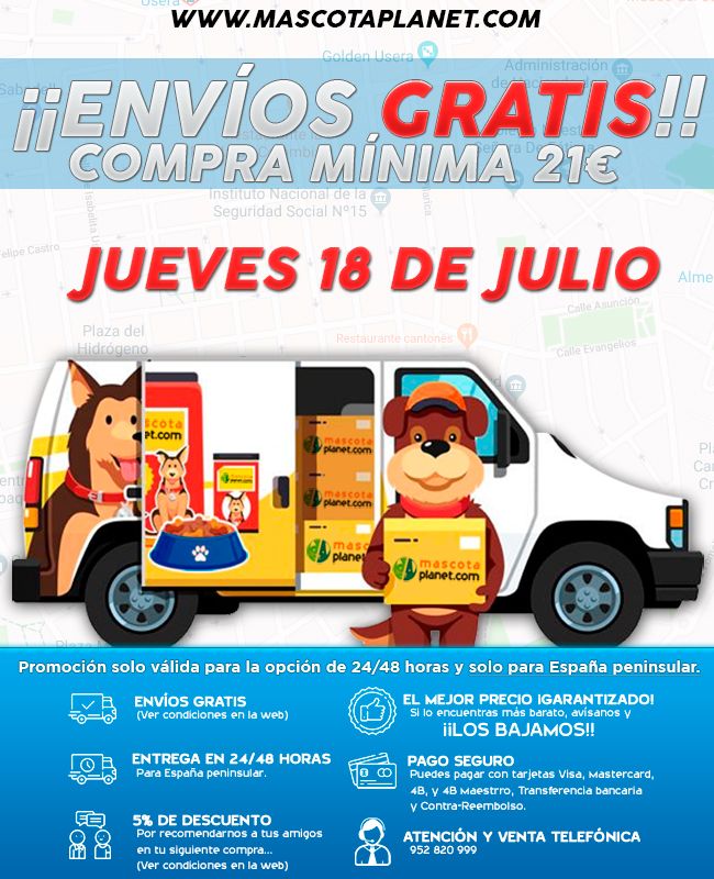 ¿Tu compra supera los 21€? Estas de enhorabuena, los gastos de envío te salen gratis este Jueves en #mascotaplanet 
·
Tienda: mascotaplanet.com

#tiendadeanimales #mascotas #todoloquetumascotanecesita #perros #gatos #pajaros #roedores #reptiles #peces #hurones #promociones