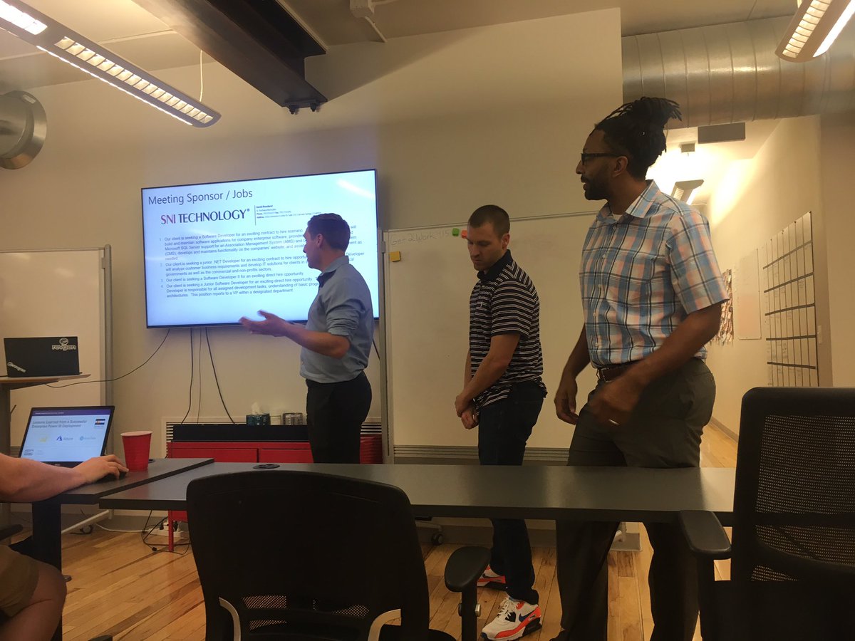 SpringsSQL's tweet image. Thanks Jacob, Sam &amp;amp; Duke of SNI for sponsoring our #springssql meeting tonight!  They know of a lot of job openings.