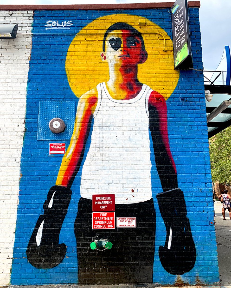 “WHAT WE AVOID. Never dissipates.” - Richard Wilberg #StreetArt in Brooklyn by the artist Solus. #mural #nyc #faceyourfears #dontgiveup 👁💜