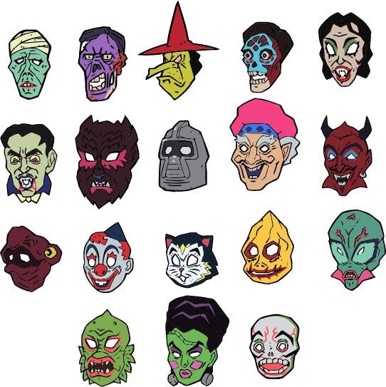 It’s been a hot minute but lookie here! What would Halloween be without costumes and MASKS! #indiegame #indiegamedev #indiegameart #gameart #halloween <a href="/STH_Halloween/">Surviving The Holdays: Halloween</a> is coming!!!!