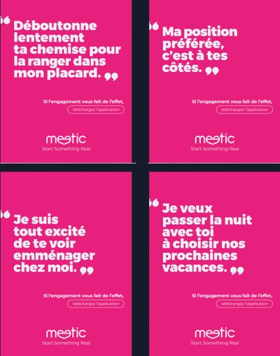 mylene_prost's tweet photo. MEETIC VA VOUS FAIRE AIMER L’ENGAGEMENT 😍

@MeeticGroup sort sa nouvelle campagne signée @MarcelAgency et nous offre une éloge à l’engagement sur un ton décalé ... Fantastique 👌
v/ @laReclame 

#application #site #engagement #relation #love #publicité #agence #communication https://t.co/J5kJyZ5kxe