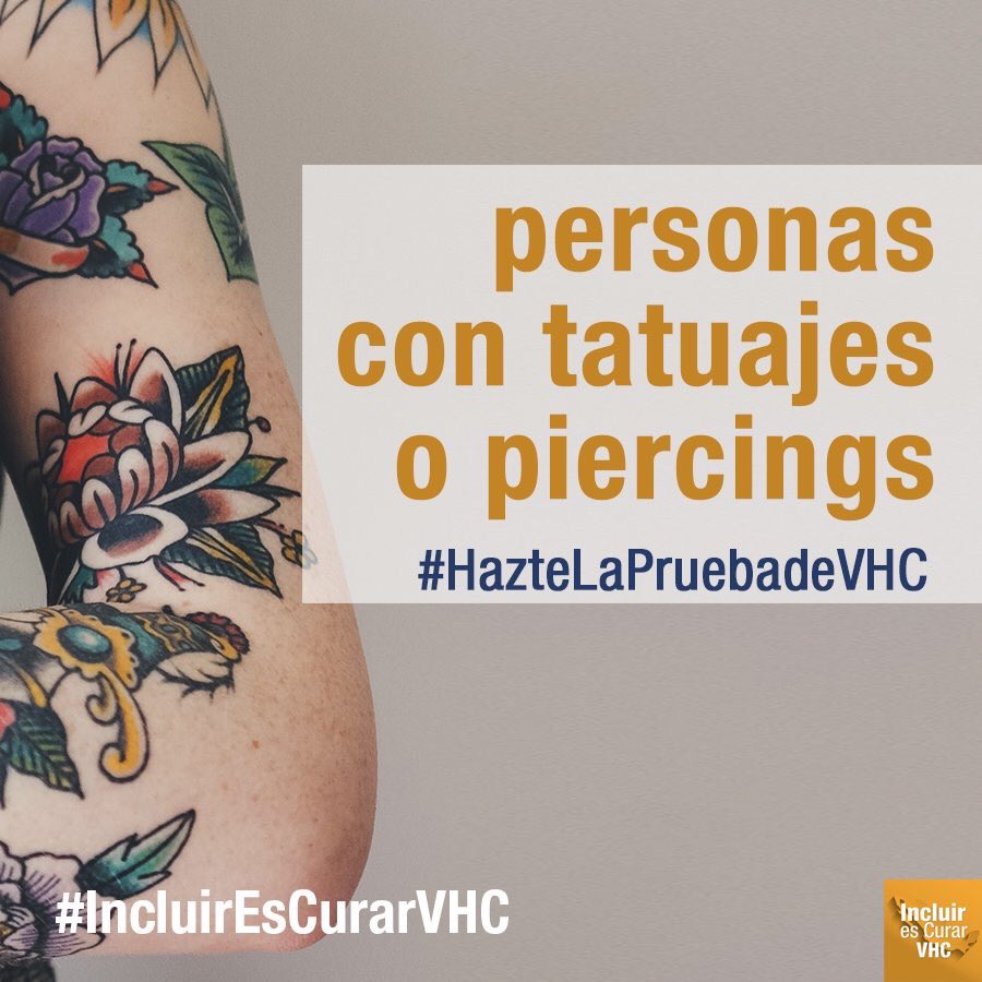 CurarVhc's tweet photo. Las personas con #tatuajes o #piercings son parte de los grupos de población con alto riesgo de infección de #VHC. 
#IncluirEsCurarVHC https://t.co/ABMJrz6dTI