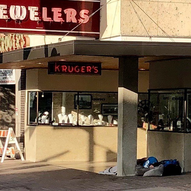 ATXRaptor's tweet photo. This is someeone CAMPING on Congress Ave downtown Austin. Even though Mayor Adler laughs at the idea of this happening. Enabling is never the answer. Home, food, skills, jobs. #kvue #kxan #austin #atx #mayoradler #austincitycouncil #homeless #keepaustinโฆ https://t.co/eY4xyPTRDm https://t.co/Jn8wtCMr0O