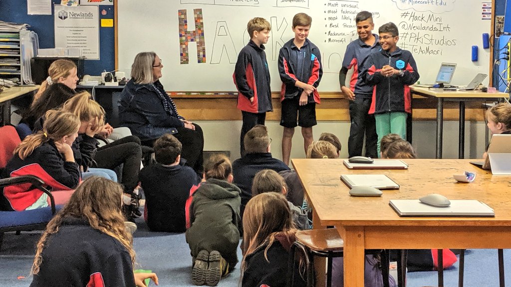 PlayCraftLearn's tweet image. We&apos;re excited to be at @NewlandsInt in Wellington, New Zealand, for a Minecraft #HackMini. Students are building mashups with #MinecraftEdu and other creative digital tech. 💻⛏️ Teams are modding mobs, building sky castles, making resource packs and more! #TeAoMaori