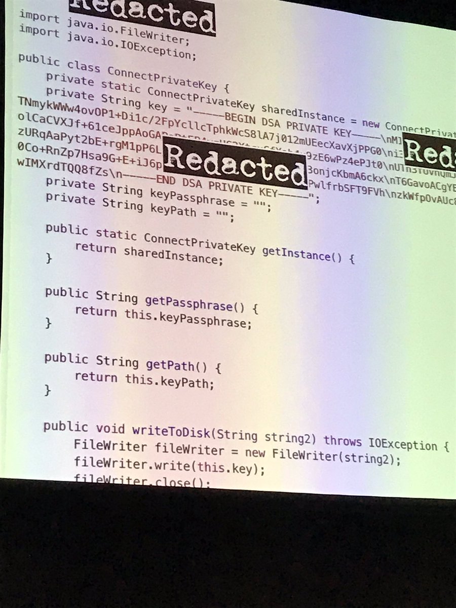 TCCurrie's tweet image. Actual code: connectprivatekey (get instance). 😳😳😳 @alissaknight #APIDaysSF @thenewstack