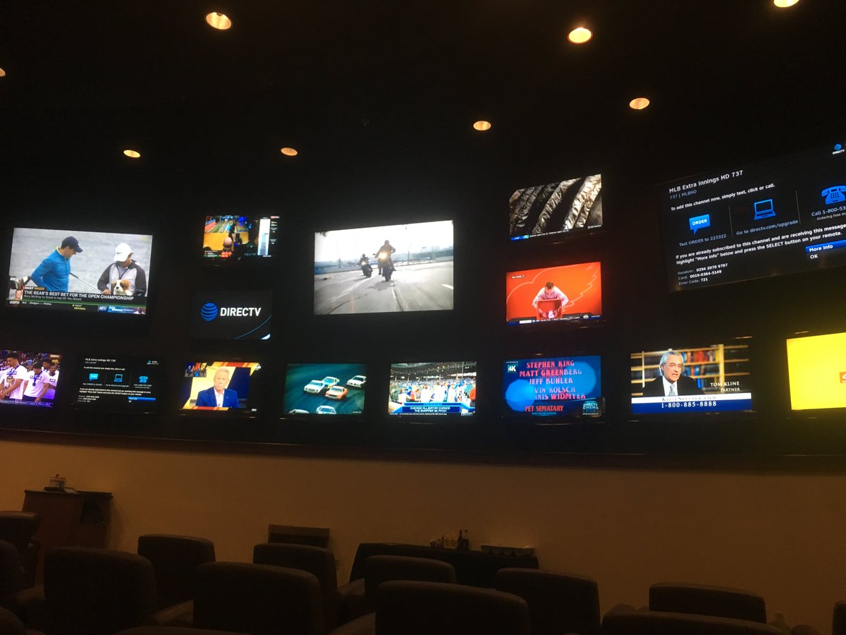 Jon_Welsh2's tweet photo. @MikePalmCirca @paulyhoward @MitchMossRadio center screen is Orioles delay and is over the speaker system. #HarringtonSportsbook #activecontentmanagement https://t.co/DjpEKkhmk9