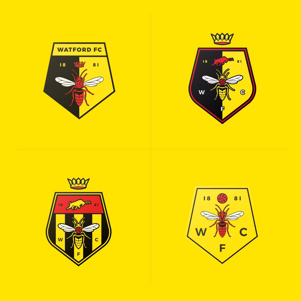 thomasgutts's tweet photo. Had a go at redesigning the @WatfordFC logo for the @talenthouse comp. let me know what you think! Can also be found on insta; https://t.co/wLdux74rfA https://t.co/2jMNv17yrF