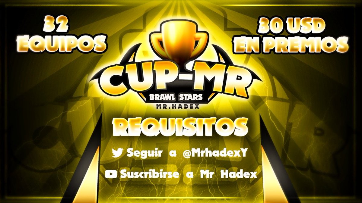 MrhadexY's tweet photo. Chicos se viene nuevamente la Cup MR segunda Edicion De Brawl Stars!!!! Atentos Al Canal Y Twitter que estaremos Publicando Todo Chicos @CGO_BrawlStars @DeltaStarsGG @UrbanEsportsGG 
@LocolombianoBs @BICARBONATO10  @AllianceStars https://t.co/m2kxXP0Sy3