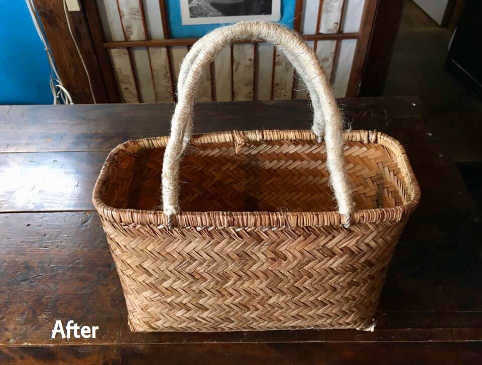 ট ইট র あとりえうたかた お風呂用カゴバッグをちょっとだけリメイクしてみました カゴバッグ お風呂用バッグ リメイクバッグ Beforeafter 温泉バッグ 飯坂温泉 福島県