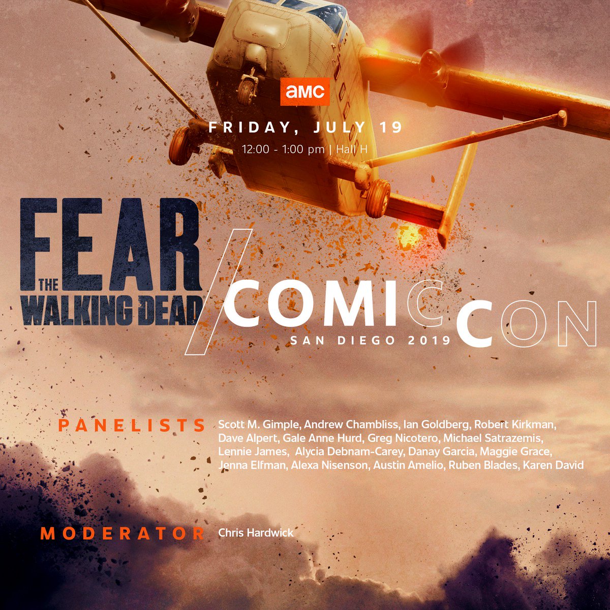 FearTWD's tweet photo. #FearTWD is landing into #SDCC! Catch the cast and creators Friday 7.19 in Hall H. https://t.co/ku1LlQi8jC