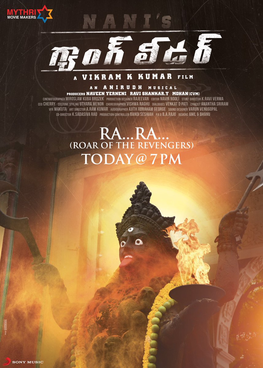 tfitalks_Offl's tweet photo. #RaRa - #RoarOfTheRevengers First song from #GANGLEADER Today @7PM
#GangleaderFirstSong #AnirudhRavichander #Nani #NANIsGANGLEADER #GangleaderOnAug30th #VikramKKumar #PriyankaArulmohan #TFITalks
@NameisNani @Vikram_K_Kumar @MythriOfficial @priyankaamohan @SonyMusicSouth https://t.co/MLNE2Kyxcu