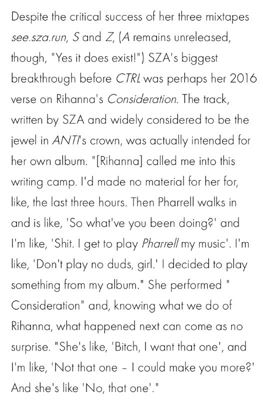 Rihanna's thievery also just does not stop at vocals, but even entire songs. "Consideration" was gonna be on SZA's album but Rihanna made her give her the song although she wanted to keep, she abused her power and made SZA a feature on her own song & credited herself as writer.
