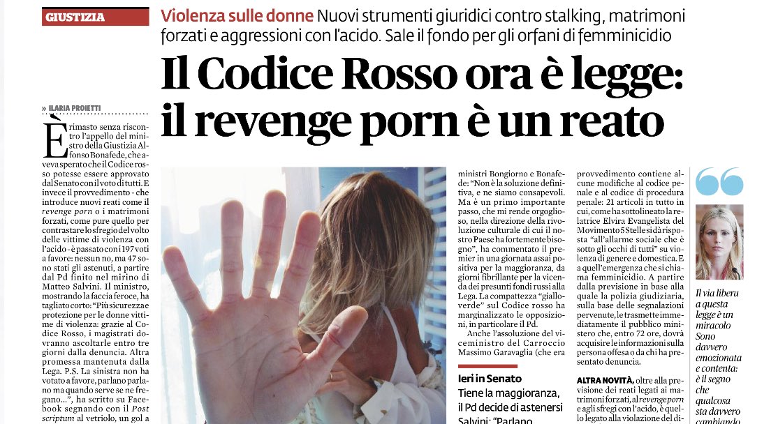 dukana2's tweet photo. Il #CodiceRosso per tutela delle donne è #Legge!! Il #revengporn è reato....👉il #Pd ...ovviamente...non l’ha votato... https://t.co/qksHXOapjW