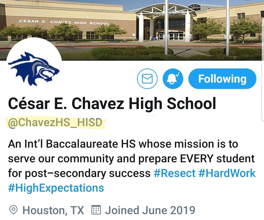 Chavez Lobo Library (@chslobolibrary) on Twitter photo 📢 Lobo Nation! 📢 
Make sure to follow our school's NEW Twitter account <a href="/ChavezHS_HISD/">César E. Chavez High School</a> for school news & updates! Keep your 👀 out for upcoming parent meetings with our new principal, Dr. Landa (<a href="/educatorsimpact/">Luis Ricardo Landa, Ed.D.</a>). 
#hisd #wearechavez #onlyatchavez 📢 Lobo Nation! 📢 
Make sure to follow our school's NEW Twitter account <a href="/ChavezHS_HISD/">César E. Chavez High School</a> for school news & updates! Keep your 👀 out for upcoming parent meetings with our new principal, Dr. Landa (<a href="/educatorsimpact/">Luis Ricardo Landa, Ed.D.</a>). 
#hisd #wearechavez #onlyatchavez