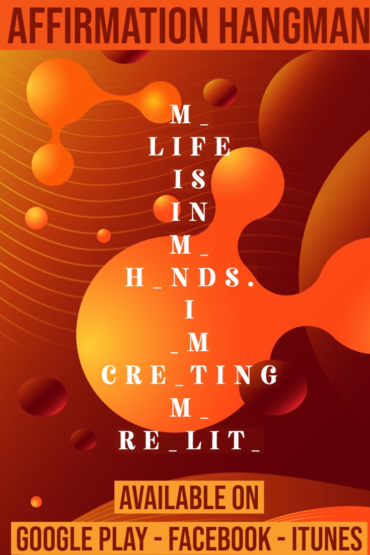 SFrenzy222's tweet photo. Click the link &amp; Download #Affirmation Hangman Today! #Affirmations #Lawofattraction @PositiveThoughts #ChangeYourThoughts #ChangeYourLife #DailyAffirmations  #Manifesting #Universe #ThirdEye 

Google Play  - https://t.co/jWwzdG83ti 

Itunes - https://t.co/T7oe3xZTz3 https://t.co/BSRd9gnKrg