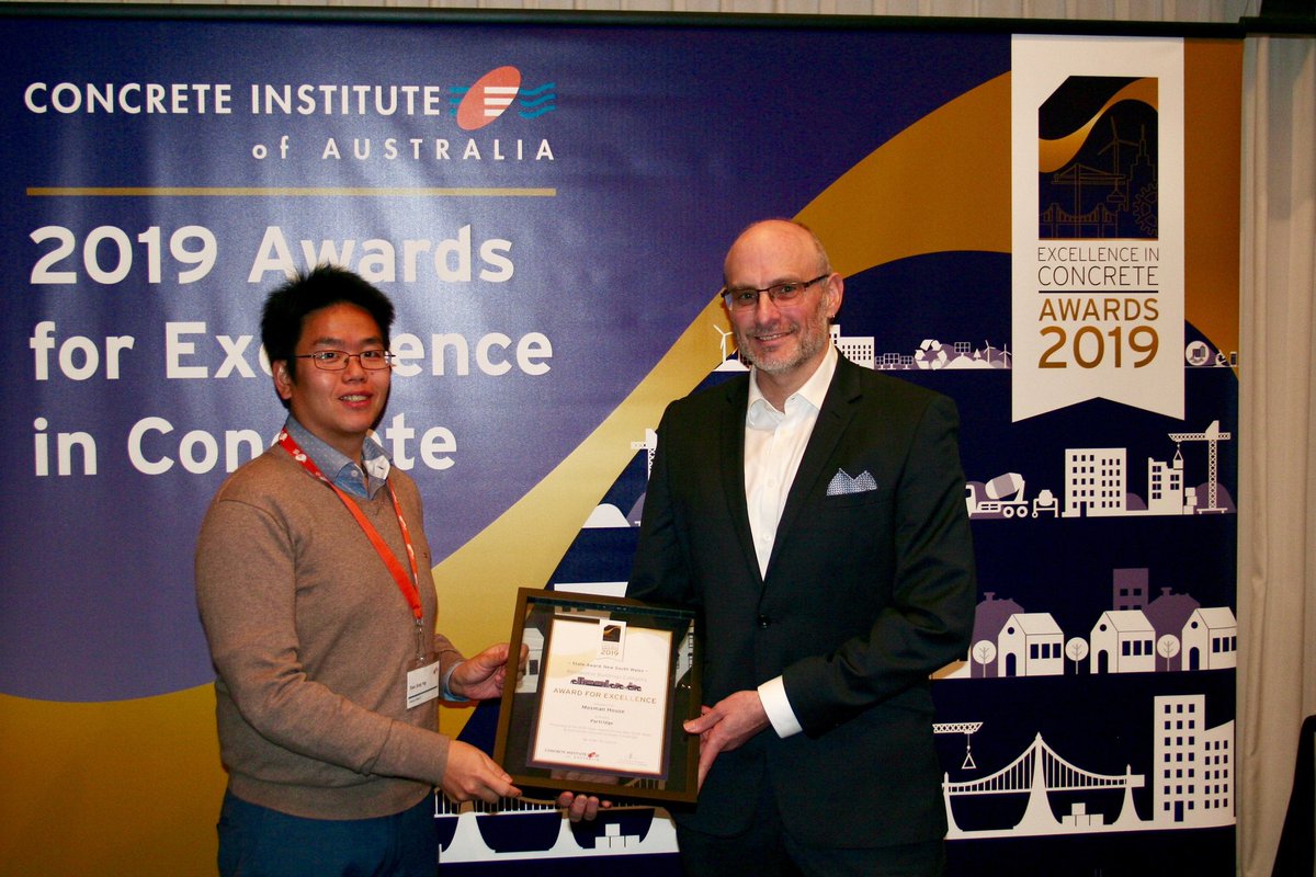 Oops, we did it again! 🎵🎶 Delighted and proud to announce Partridge won a NSW State Award at the biennial Concrete Institute of Australia “Excellence in Concrete” Awards for 2019 with ‘Mosman House’.  That’s now three in a row after wins in 2015 and 2017!
