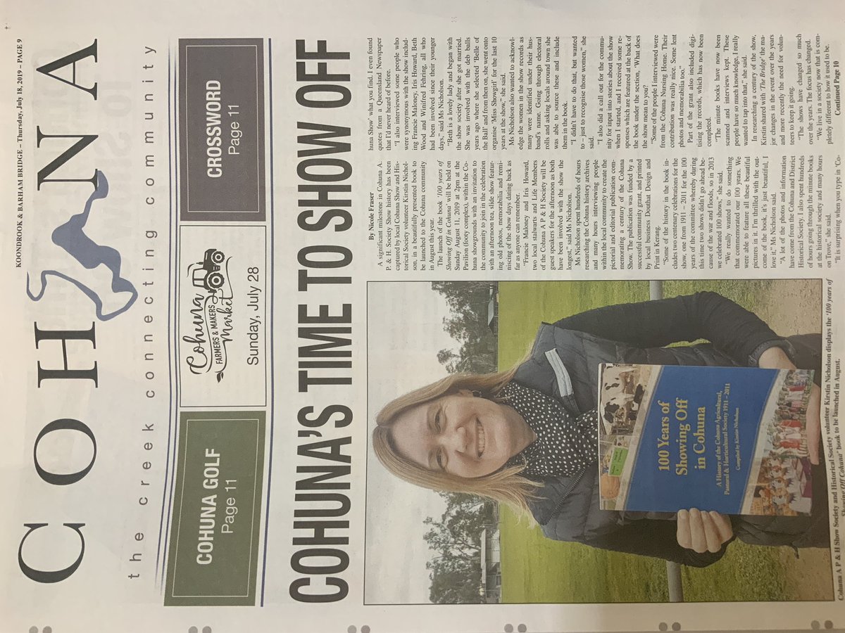 Did you read today’s #thebridge paper? Be sure to check out the article about the Cohuna Show Book Launch #booklaunch #Cohuna #CohunaShow
