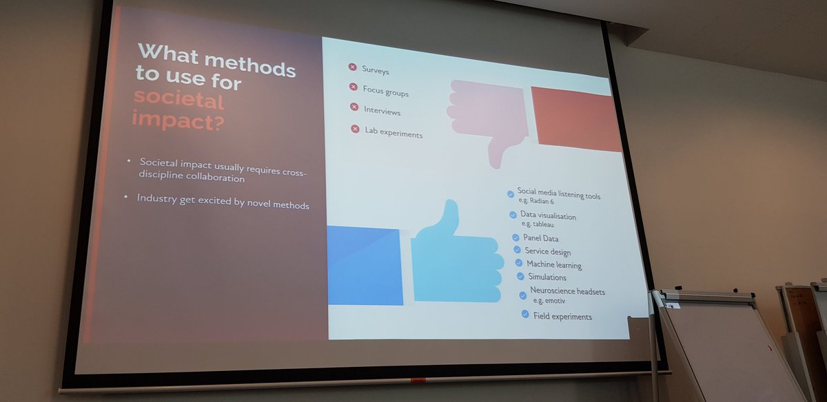 jacqmcg's tweet photo. What methods for societal impact? Not the 'usual suspects' according to @DrBekMarketing #weareAMPR #servsig #frontiers2019 https://t.co/HHOPIbluYi