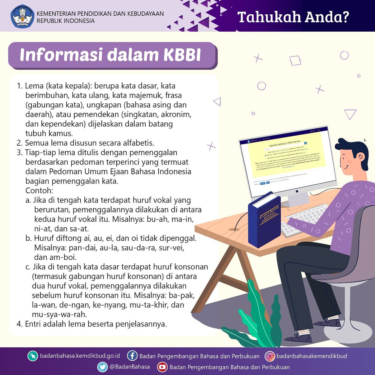 BadanBahasa's tweet image. #KamisKamus

#TahukahAnda tentang informasi dalam KBBI? Berikut adalah ulasannya. 🙏

#SahabatDikbud
#SahabatBahasa
#BukaKamus
#CerdasBerliterasi