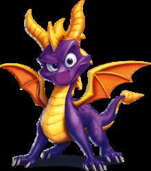 dragons_let's tweet image. #Day22 Spyro. First appearing in the 1998 game Spyro the Dragon, he is a major character in the Skylanders franchise. He was created and designed by Charles Zembillas. He is often accompanied by his by friend Sparx, a dragonfly. What do you think of this purple Activision mascot?