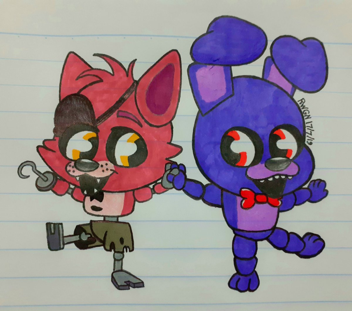 Foxy And Bonnie Chibi Fanart Fnaf Foxy.