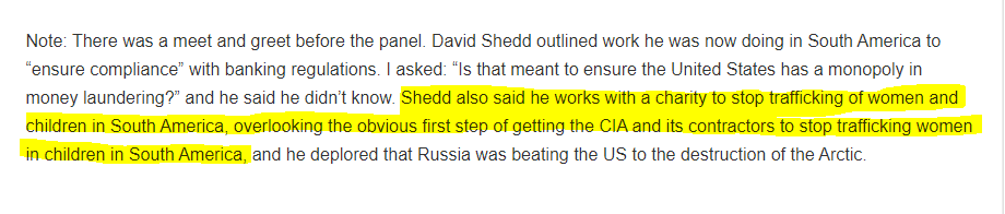 What was David Shedd's involvement with Khashoggi during the Iran-Contra affair and what is he doing with money laundering and human trafficking in South America right now??  #OpDeathEaters  https://georgiebc.wordpress.com/2018/05/31/transcript-of-whistleblowing-panel-censored-by-oxford-union/